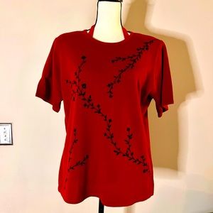 Women’s Alfred Dunner Short Sleeve Burgundy Sweater Size Large